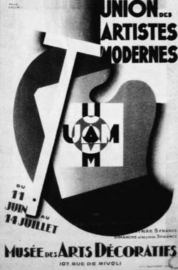 Paul Colin, Union des Artistes Modernes (UAM), Ausstellungsplakat 1930. Foto aus: Hans Joachim Neyer (Hg.): Genormte Verführer - la course au moderne. Giessen 1993, Umschlagrückseite