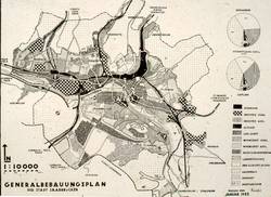 Generalbebauungsplan der Stadt Saarbrücken 1932, Entwurf von Walter Kruspe. Foto aus: H. Krueckemeyer (Hg.): 25 Jahre Stadt Saarbrücken. Saarbrücken 1934, S. 83