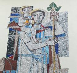 Ferdinand Selgrad, "Hl. Christophorus", 1960, Mosaik, Ausschnitt. Foto: Institut für aktuelle Kunst, Margarete Wagner-Grill, 2009