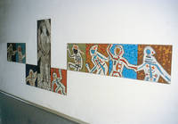 Victor Fontaine, Wandgestaltung, 1975, Keramik, farbig glasiert, 1,50 x 4,50 m. Foto: Institut für aktuelle Kunst im Saarland, Christine Kellermann