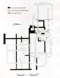 Plan der Ausgrabungen im Kirchenbereich. Abbildung: Saarland, Ministerium für Umwelt, Landesdenkmalamt