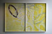 Thomas Wojciechowicz, Raumstück 1, 2006, Bütten, Tusche, Bienenwachs, Pigment, zwei Teile, je 100 x 105 cm. Foto: Oranna Dimmig